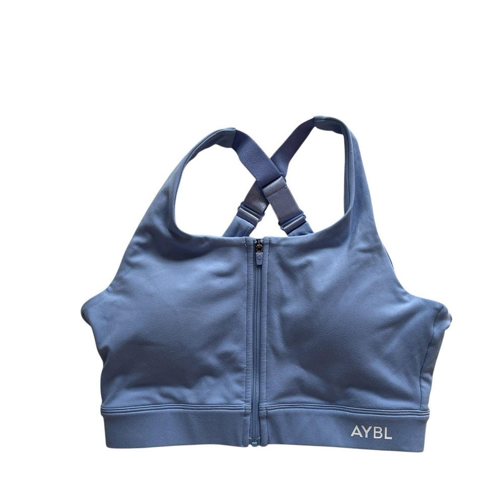AYBL‎ Women's Size M Sportive Zip Up Sports Bra Powder Blue Padded